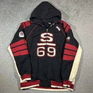 Y2k Sean John Cotton Blend Fleece Full Zip S/69 Graphic Hoodie Men's 2XL